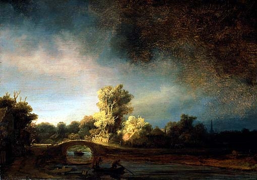 Rembrandt : il ponte di pietra, straordinario capolavoro post-giorgionesco del maestro di Leyda. 